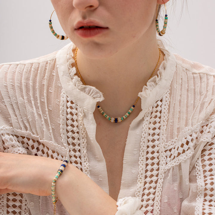 Ensemble de bijoux en pierre empereur agalmatolite et lapis-lazuli Olivenorma
