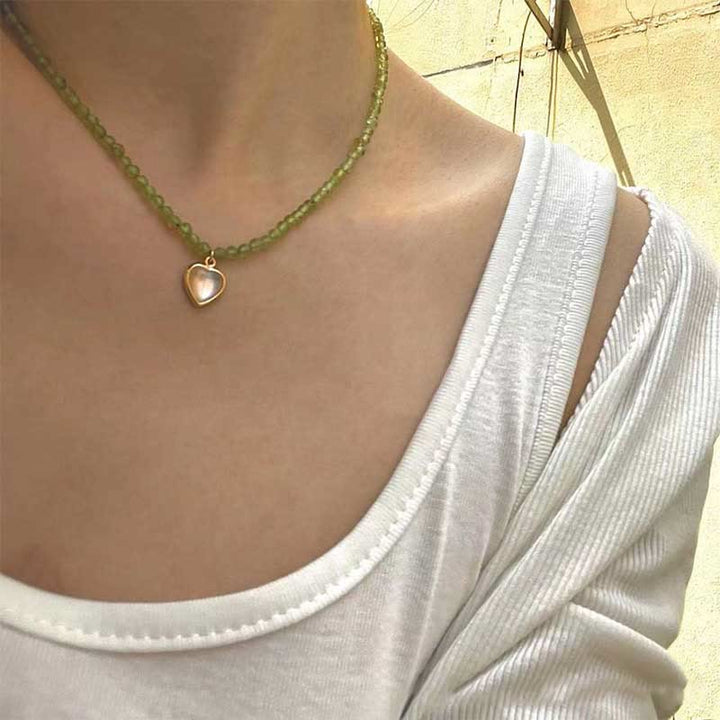 Collier avec pendentif en métal et cristal naturel Olivenorma