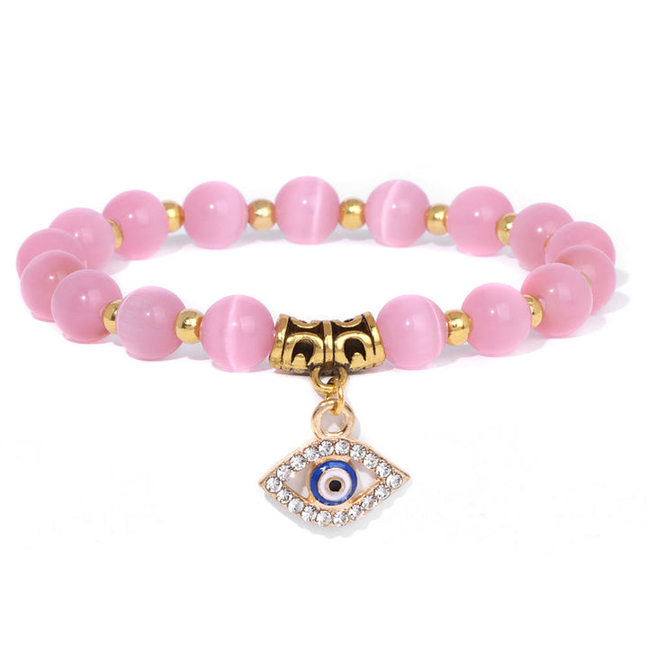 Bracelet pendentif mauvais œil en perles de pierre naturelle Olivenorma