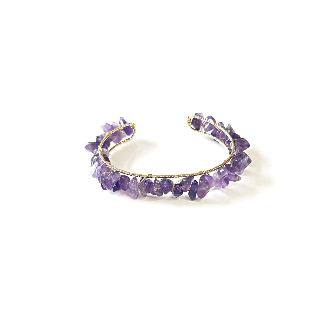 Bracelet enroulé en fil de fer avec perles de gravier en cristal naturel Olivenorma 