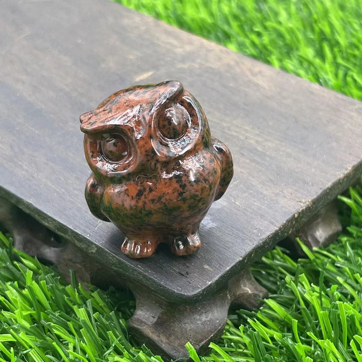 Ornement de hibou en cristal naturel Olivenorma de 3,5 cm, décoration en pierres précieuses