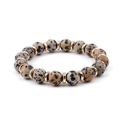 Bracelet pendentif Hamsa en obsidienne et jaspe dalmatien naturel Olivenorma 