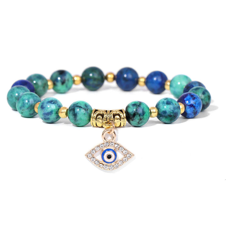 Bracelet pendentif mauvais œil en perles de pierre naturelle Olivenorma