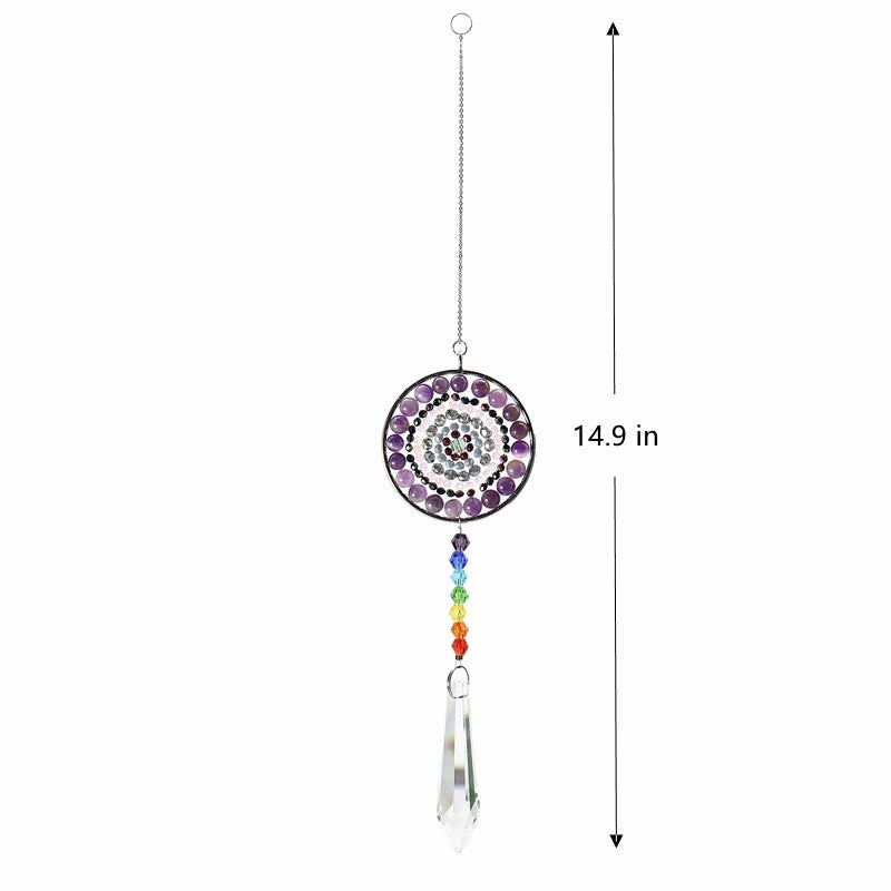 Carillon éolien chakra fait main avec attrape-soleil en cristal Olivenorma