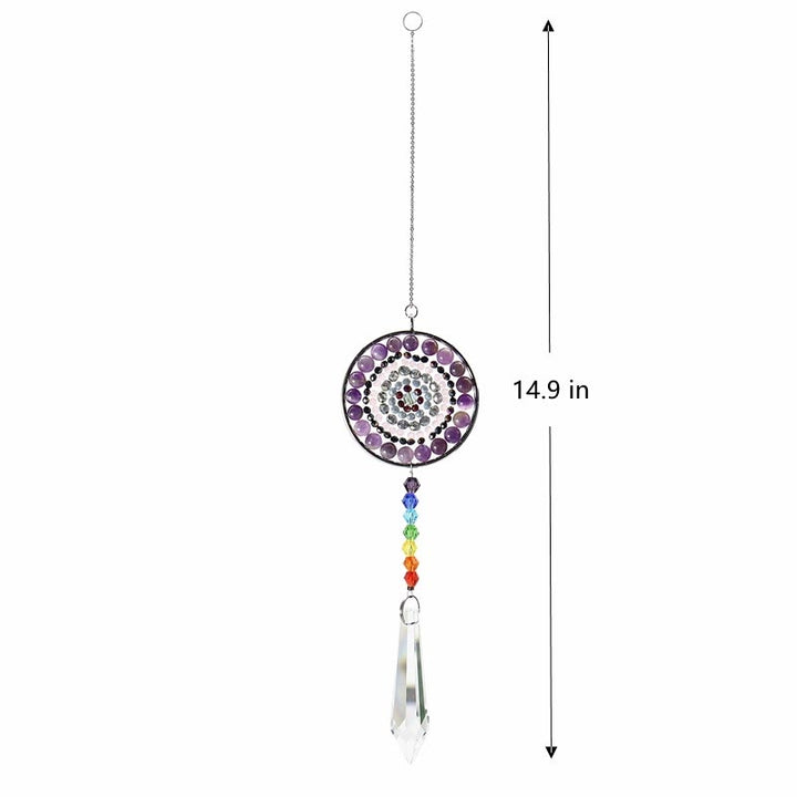 Carillon éolien chakra fait main avec attrape-soleil en cristal Olivenorma