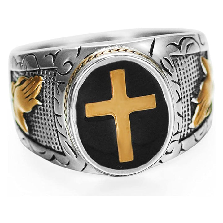 Bague vintage avec symbole de croix Olivenorma