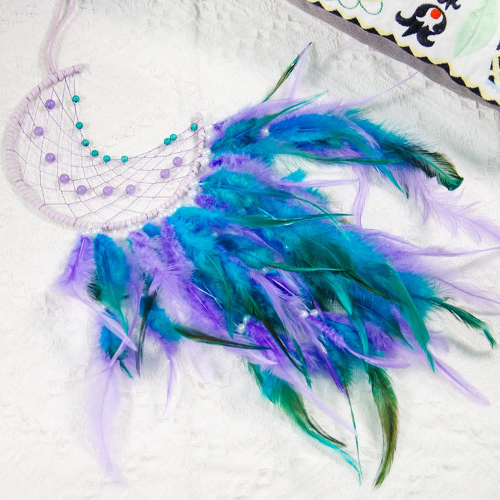 Attrape-rêves en jade violet turquoise fait main Olivenorma 
