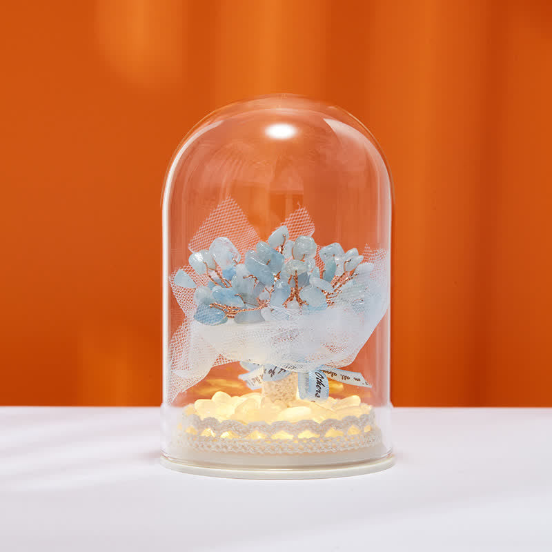 Décoration d'arbre Feng Shui avec couvercle en verre cristal naturel Olivenorma 