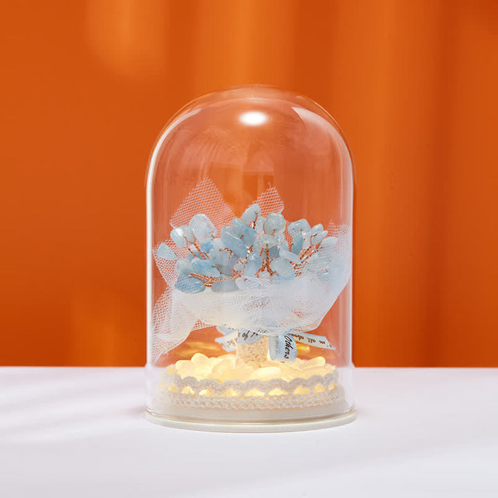 Décoration d'arbre Feng Shui avec couvercle en verre cristal naturel Olivenorma 