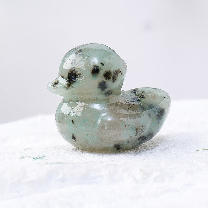 Décoration en pierre précieuse sculptée en forme de canard en cristal de quartz Olivenorma de 1,2 pouce