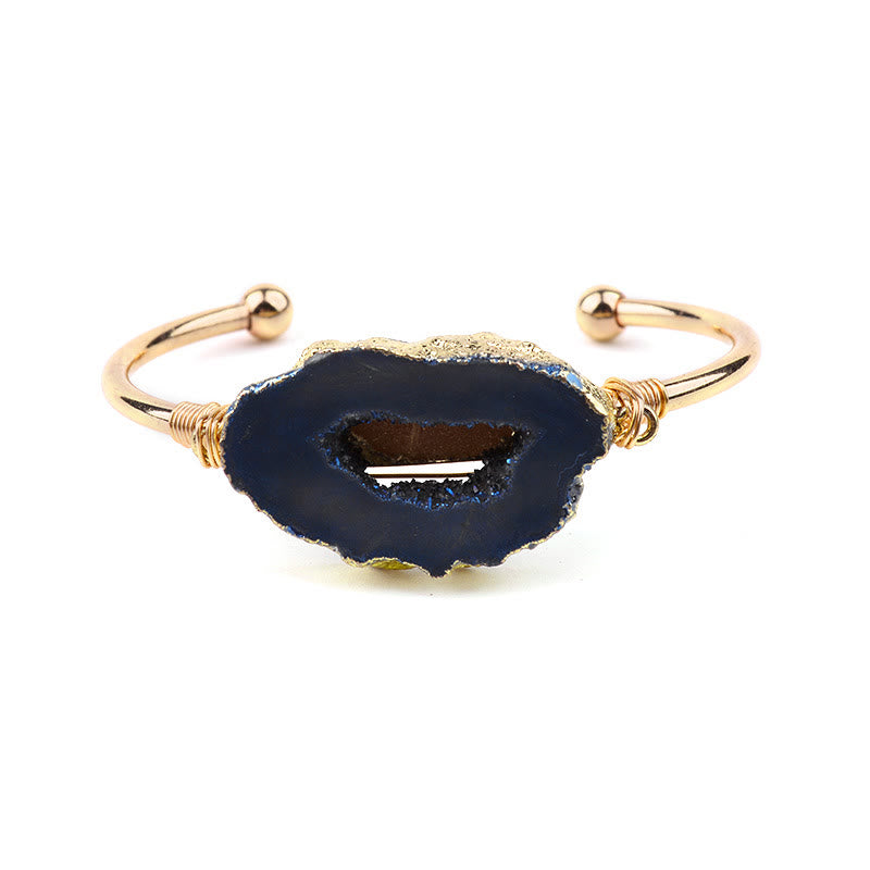 Bracelet fait main en pierre naturelle d'agate irrégulière enroulée en grappe