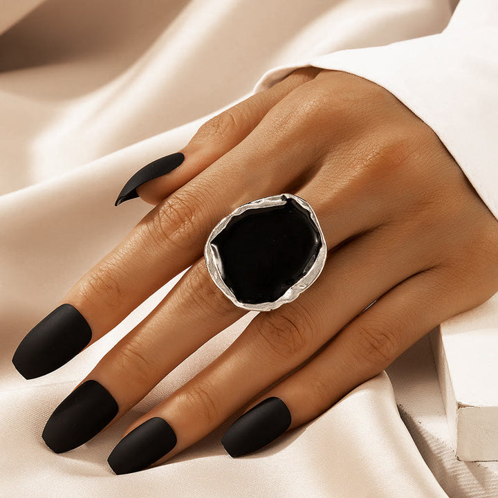 Bague ajustable en résine à bords dorés irréguliers exagérés Olivenorma