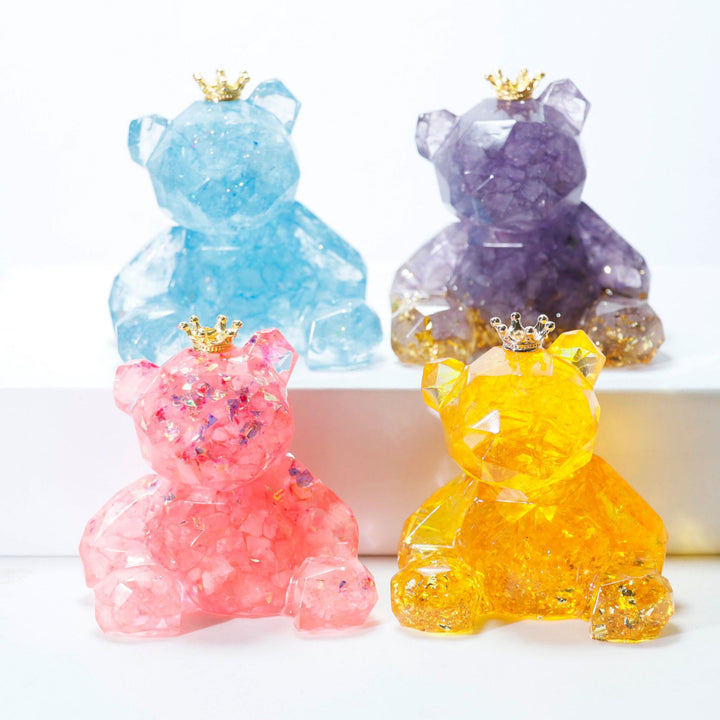 Ornement en résine de gravier de cristal Olivenorma en forme d'ours en pierre précieuse