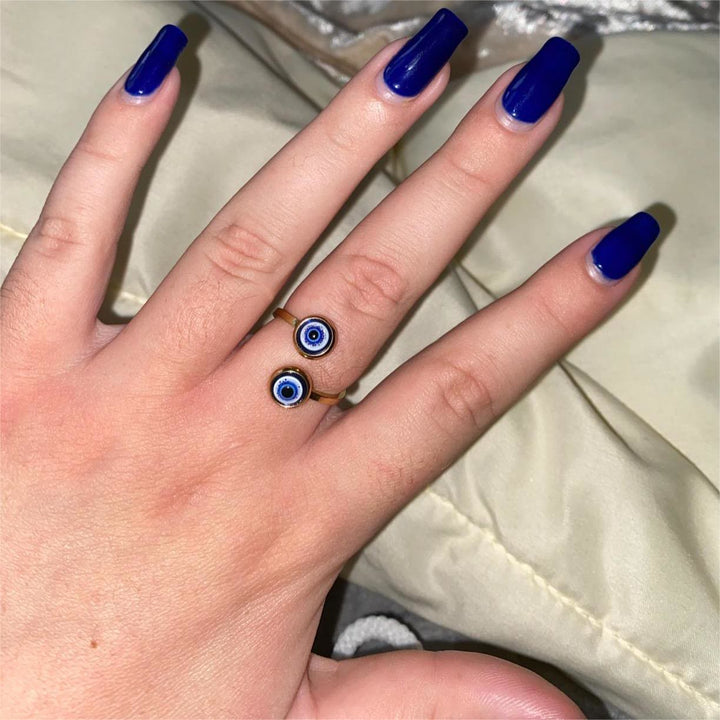 Bague Olivenorma en plaqué or avec zircon blanc et mauvais œil pour femme