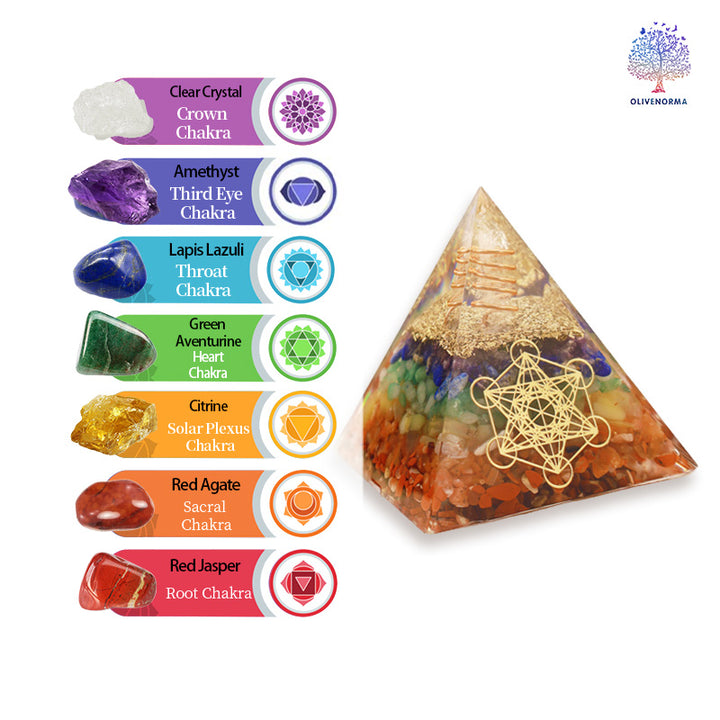 Pyramide d'orgone de guérison du cube de Métatron du chakra Olivenorma