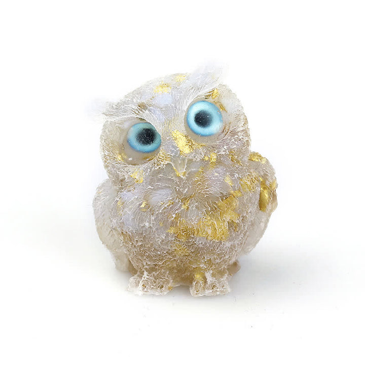 Décoration en pierre précieuse de hibou en cristal naturel Olivenorma