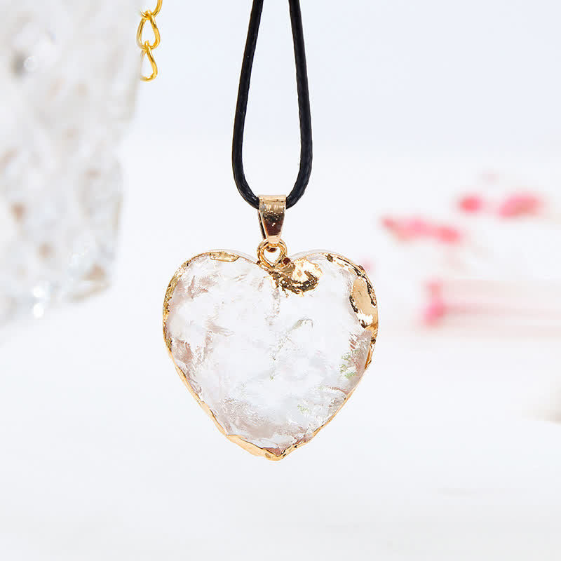 Collier créatif en cristal de fluorite en forme de cœur