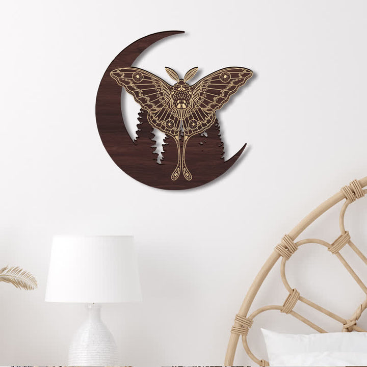 Décoration murale en bois de papillon croissant de lune Olivenorma