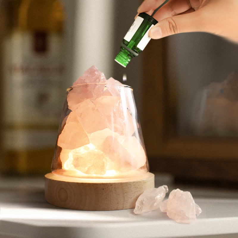 Four Seasons - Lampe d'aromathérapie en cristal avec diffuseur d'huiles essentielles - Quartz rose - Menthe - image 1
