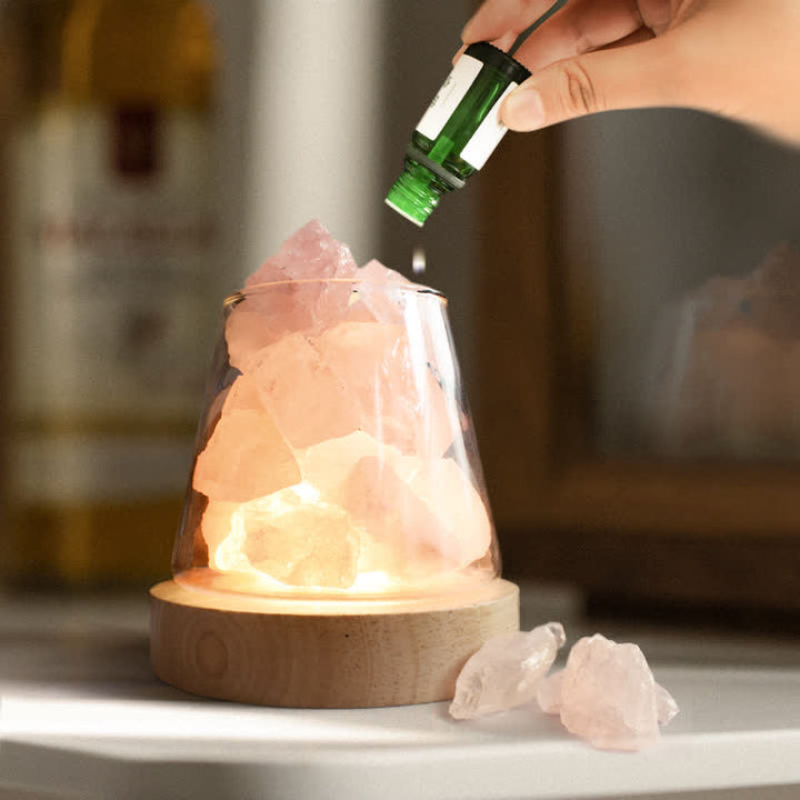 Four Seasons - Lampe d'aromathérapie en cristal avec diffuseur d'huiles essentielles - Quartz rose - Menthe - image 1
