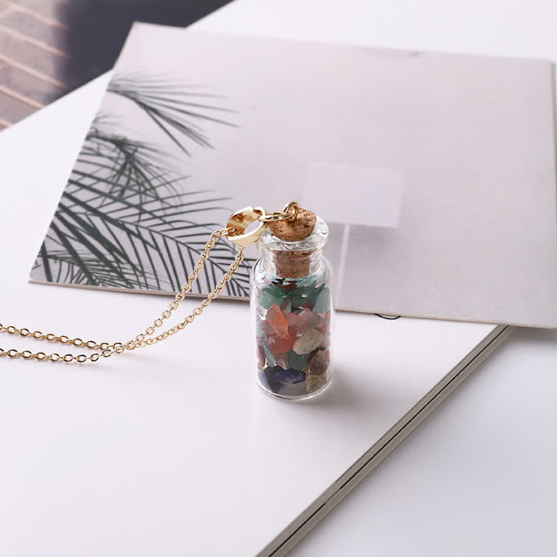 Collier de bouteille de souhait en cristal naturel Olivenorma 