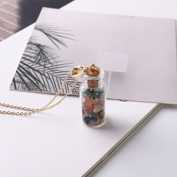 Collier de bouteille de souhait en cristal naturel Olivenorma 