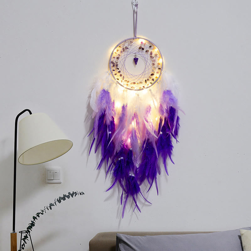 Pendentif pendule en gravier d'améthyste Olivenorma Attrape-rêves violet 