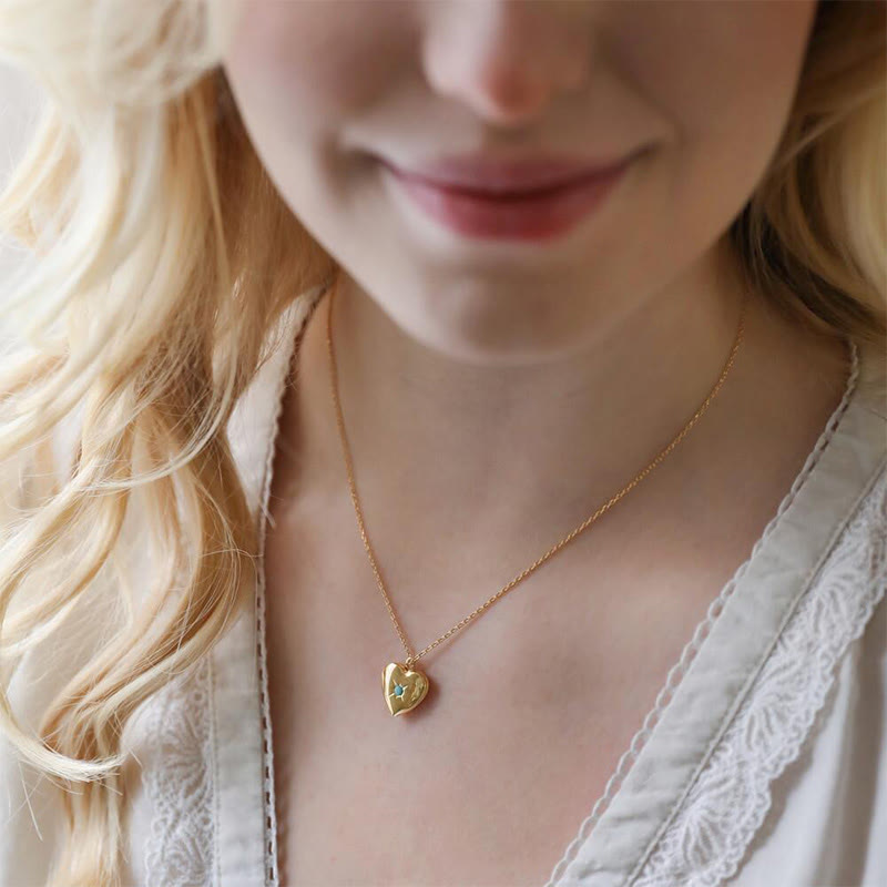Collier album coeur avec pierre de naissance Olivenorma « Shine in My Heart » 