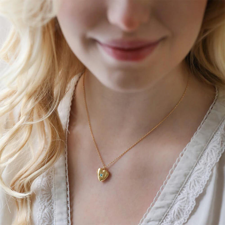 Collier album coeur avec pierre de naissance Olivenorma « Shine in My Heart » 