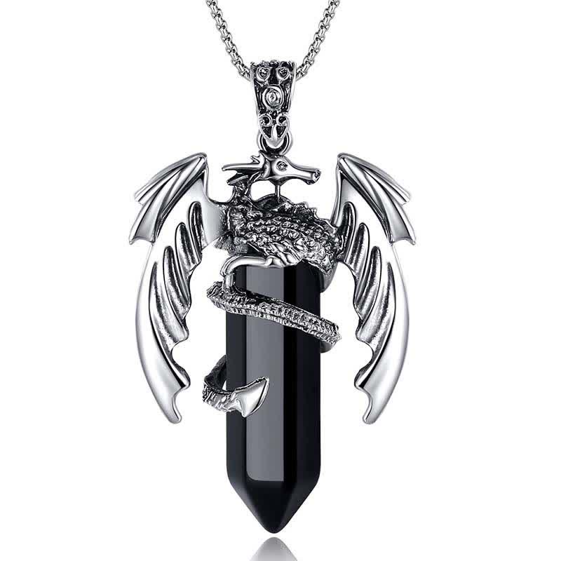 Collier Reiki en pierre de guérison en cristal de dragon vintage Olivenorma 