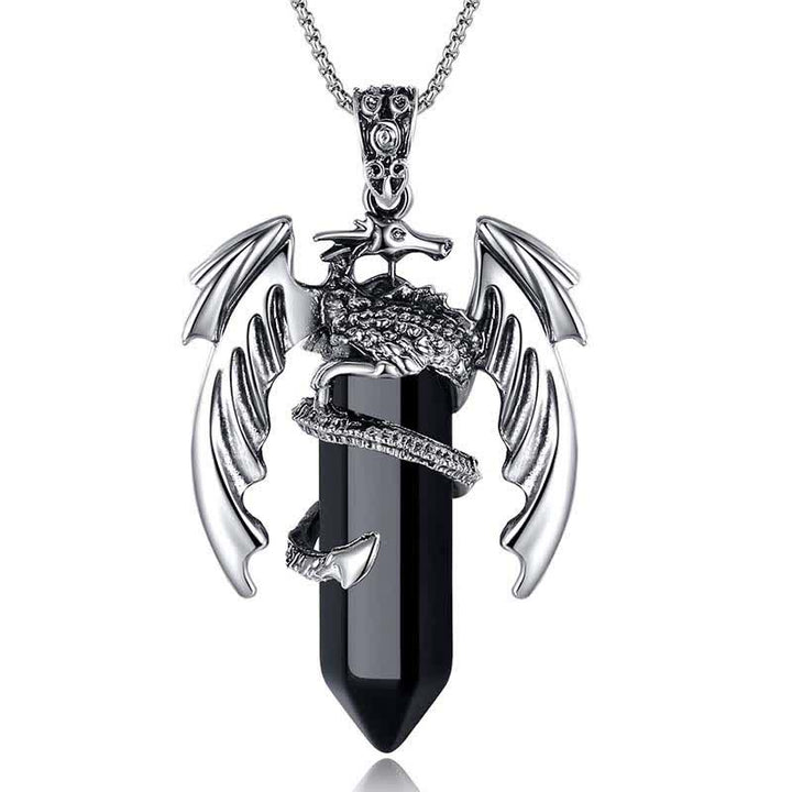 Collier Reiki en pierre de guérison en cristal de dragon vintage Olivenorma 