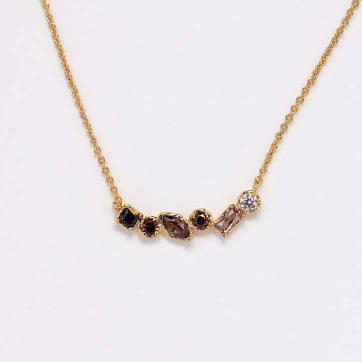Collier avec pendentif en perles et pierres de naissance multiples Olivenorma plaqué or et cuivre 