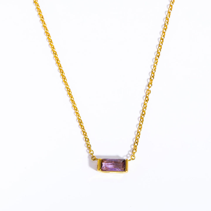 Collier pendentif rectangulaire simple en acier inoxydable avec pierre de naissance Olivenorma 