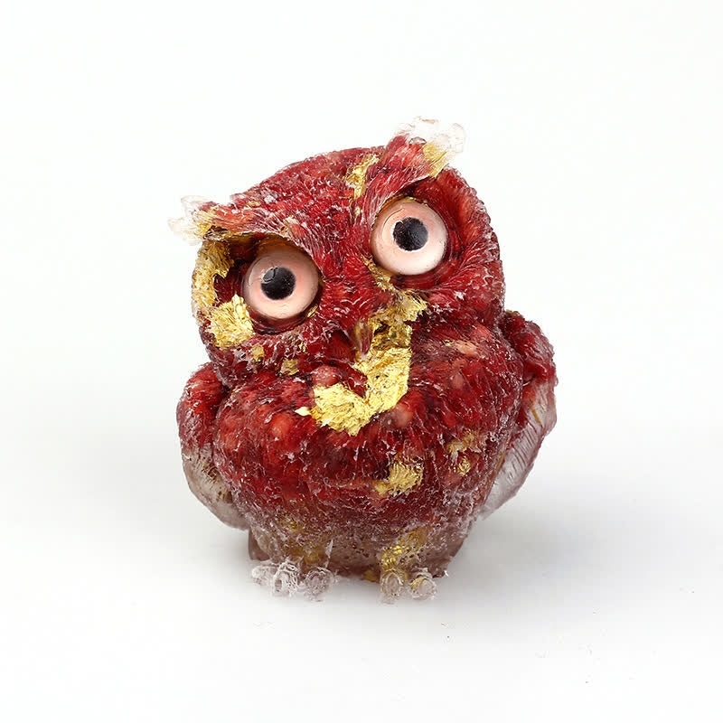 Figurine de hibou en cristal Olivenorma Wise Guardian, décoration en pierre précieuse - Corail rouge + Feuille - 2,28 po (L) * 1,89 po (l) * 1,53 po (H) - image 53