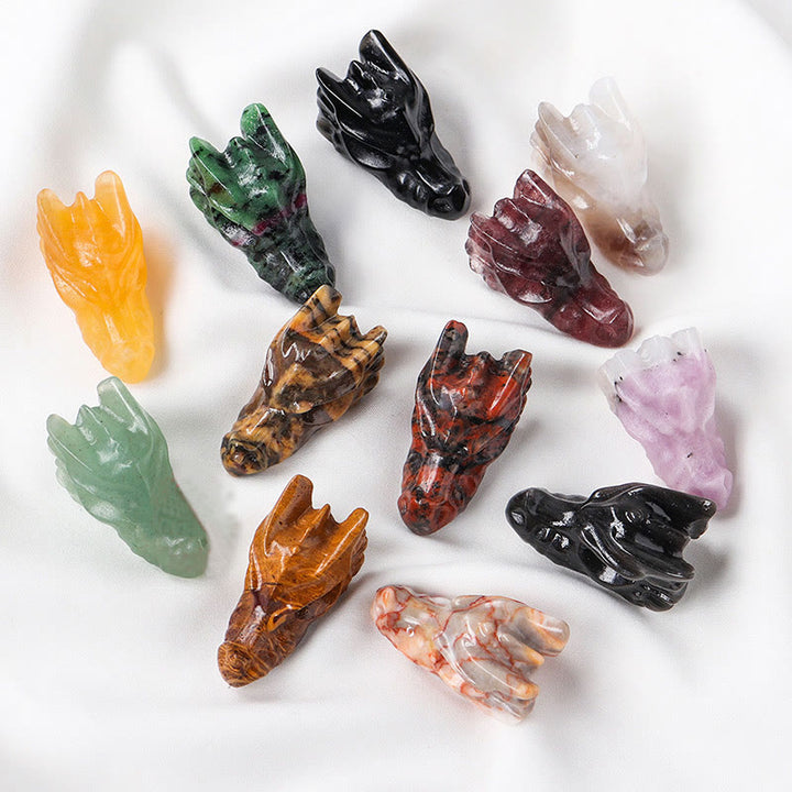 Statue de crâne de dragon en cristal Olivenorma de 1,5 pouce, décoration en pierres précieuses 