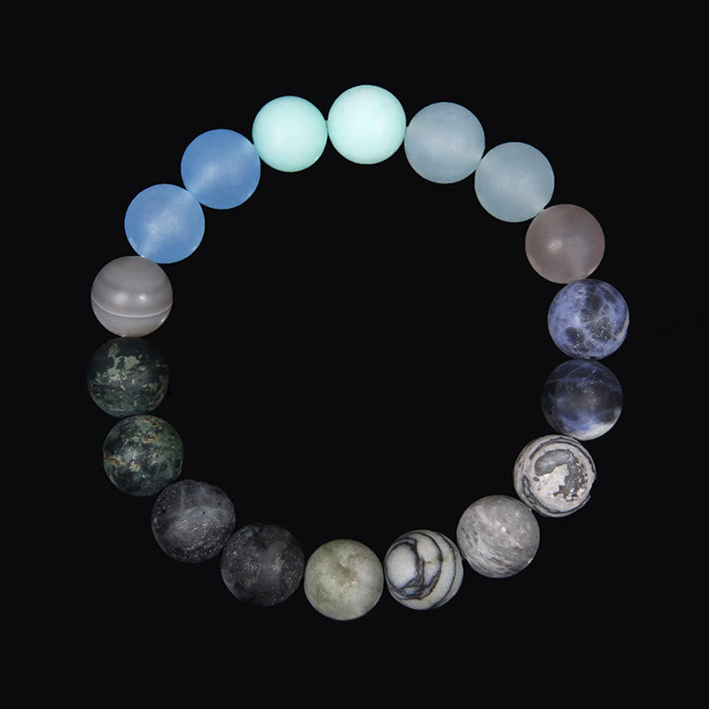 Bracelet planète en perles naturelles givrées de 10 mm Olivenorma 