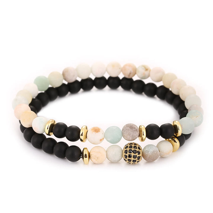 Bracelet homme Olivenorma en perles de cristal naturel à deux couches