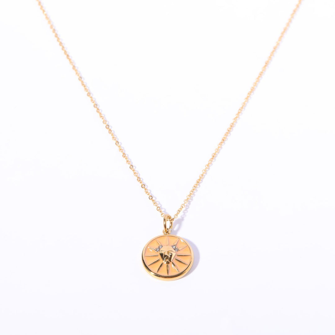 Collier vintage en acier inoxydable 18 carats avec zircon blanc Olivenorma 