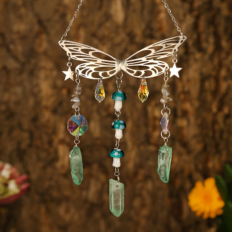 Carillon éolien attrape-soleil en forme d'ailes de papillon en cristal Olivenorma 