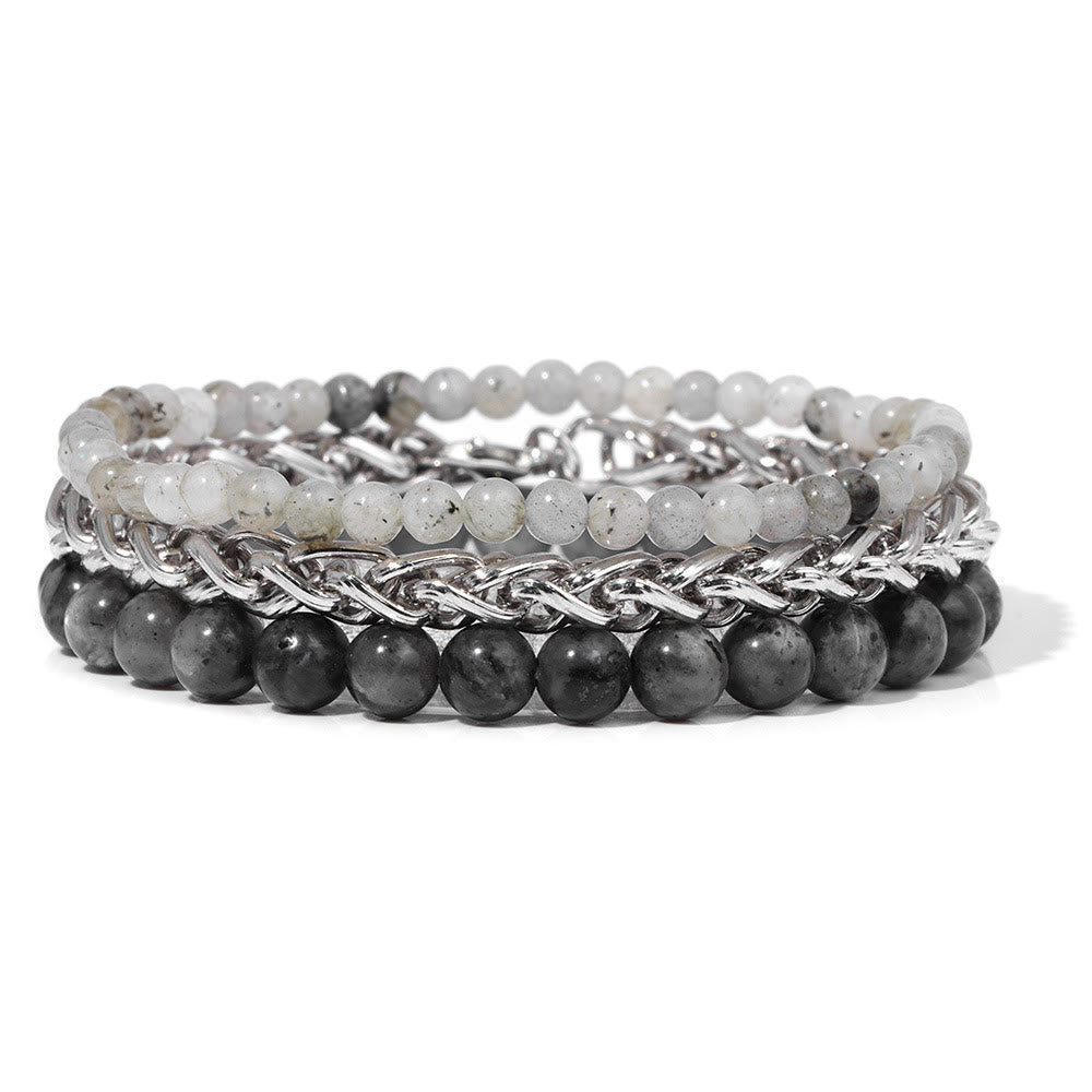 Ensemble de bracelets rétro en pierre rose Olivenorma « Paix et calme »