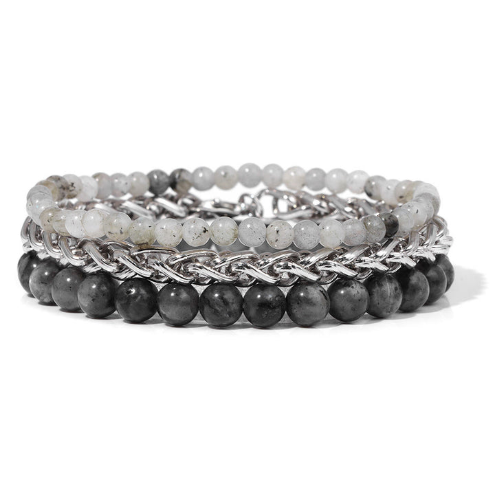 Ensemble de bracelets rétro en pierre rose Olivenorma « Paix et calme »