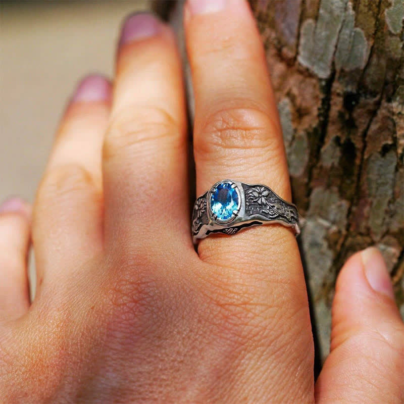 Olivenorma Buddhi Mudra - Bague topaze bleue suisse 
