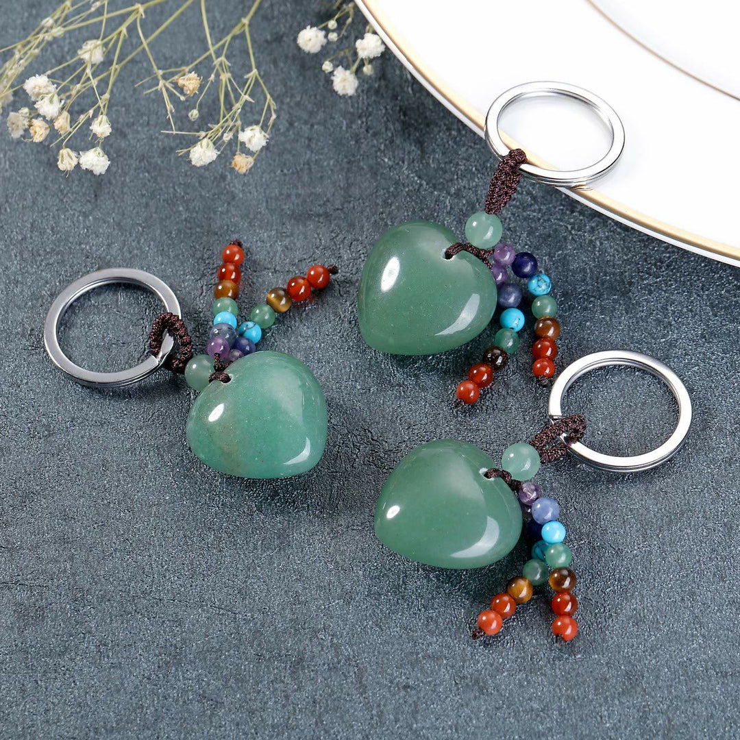 Porte-clés en forme de cœur en cristal naturel Olivenorma