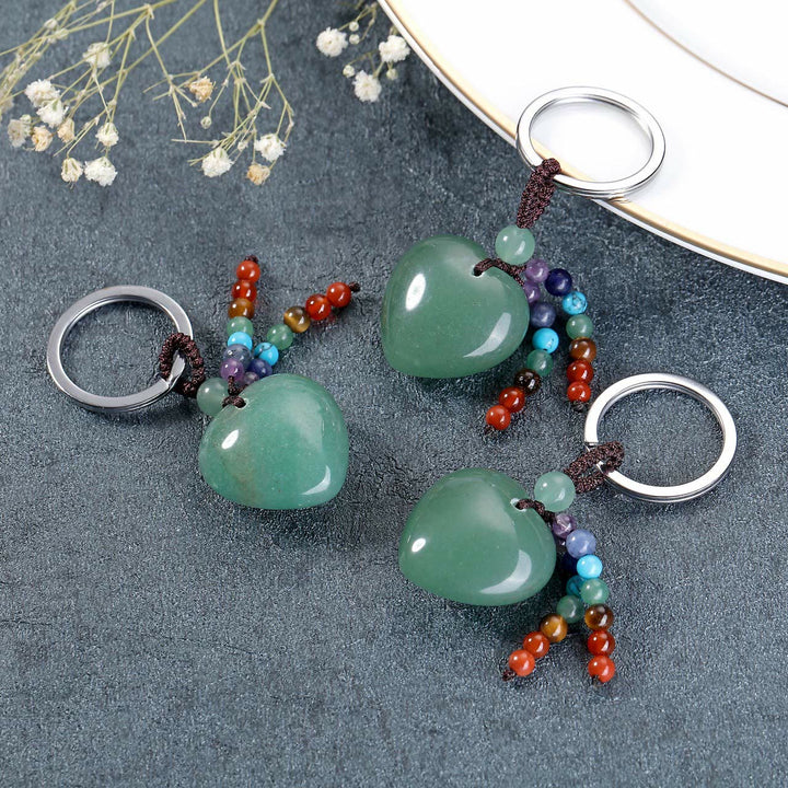 Porte-clés en forme de cœur en cristal naturel Olivenorma