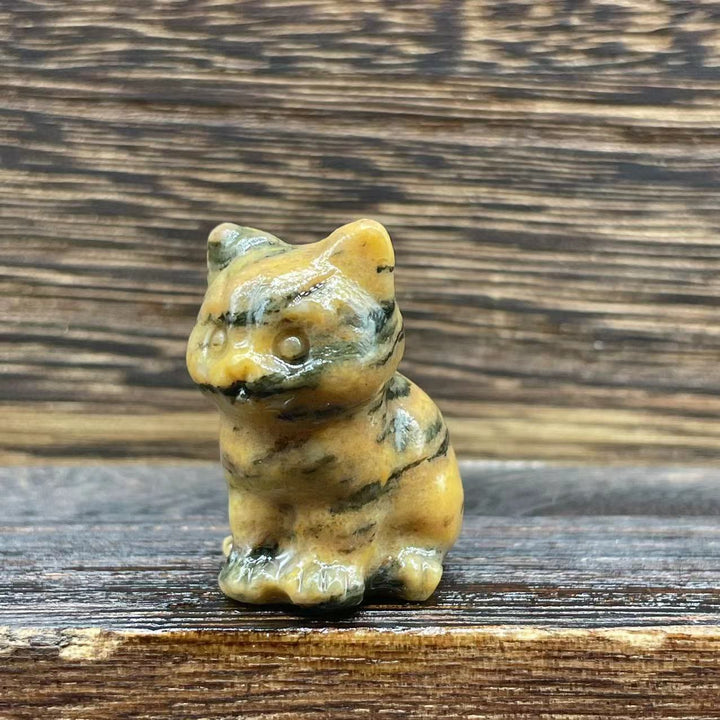 Décoration en pierre précieuse en forme de chaton mignon de 1,2 pouce en pierre naturelle Olivenorma 