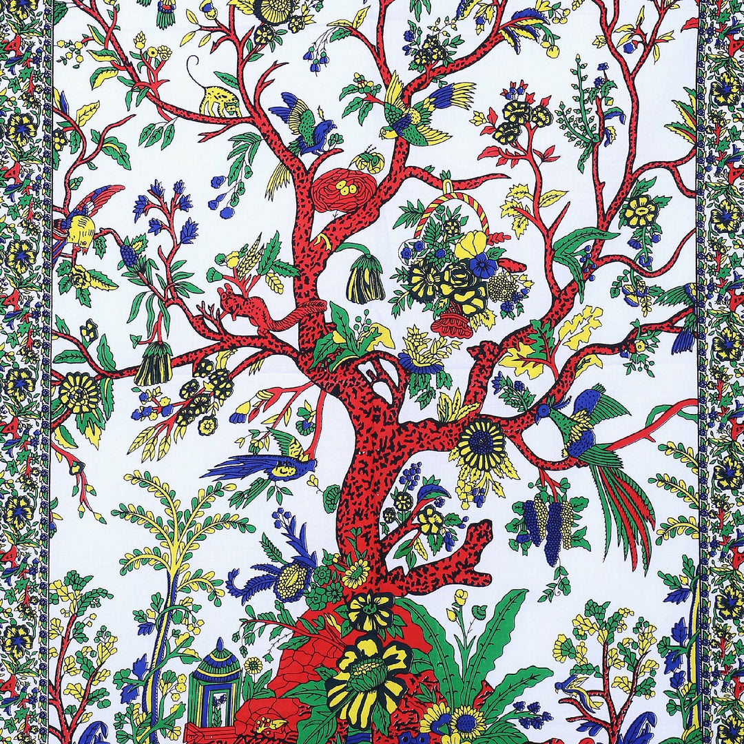 Tapisserie murale psychédélique à motif d'arbre de vie vert Olivenorma
