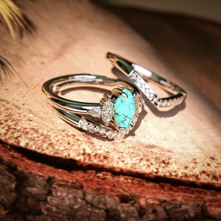 Bague deux pièces turquoise vintage Olivenorma - image 8