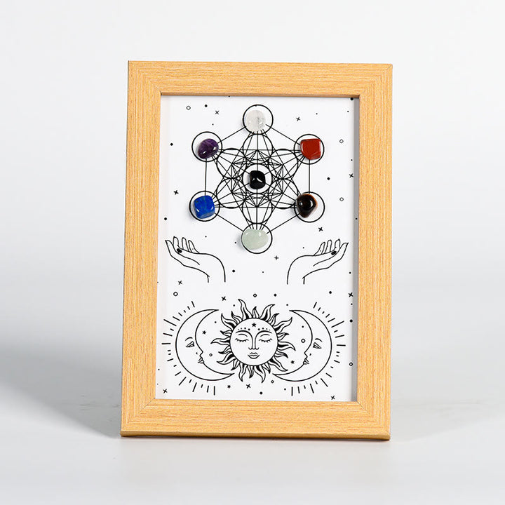 Cadre photo décoratif avec symbole du cube de Olivenorma , chakra, étoiles, lune