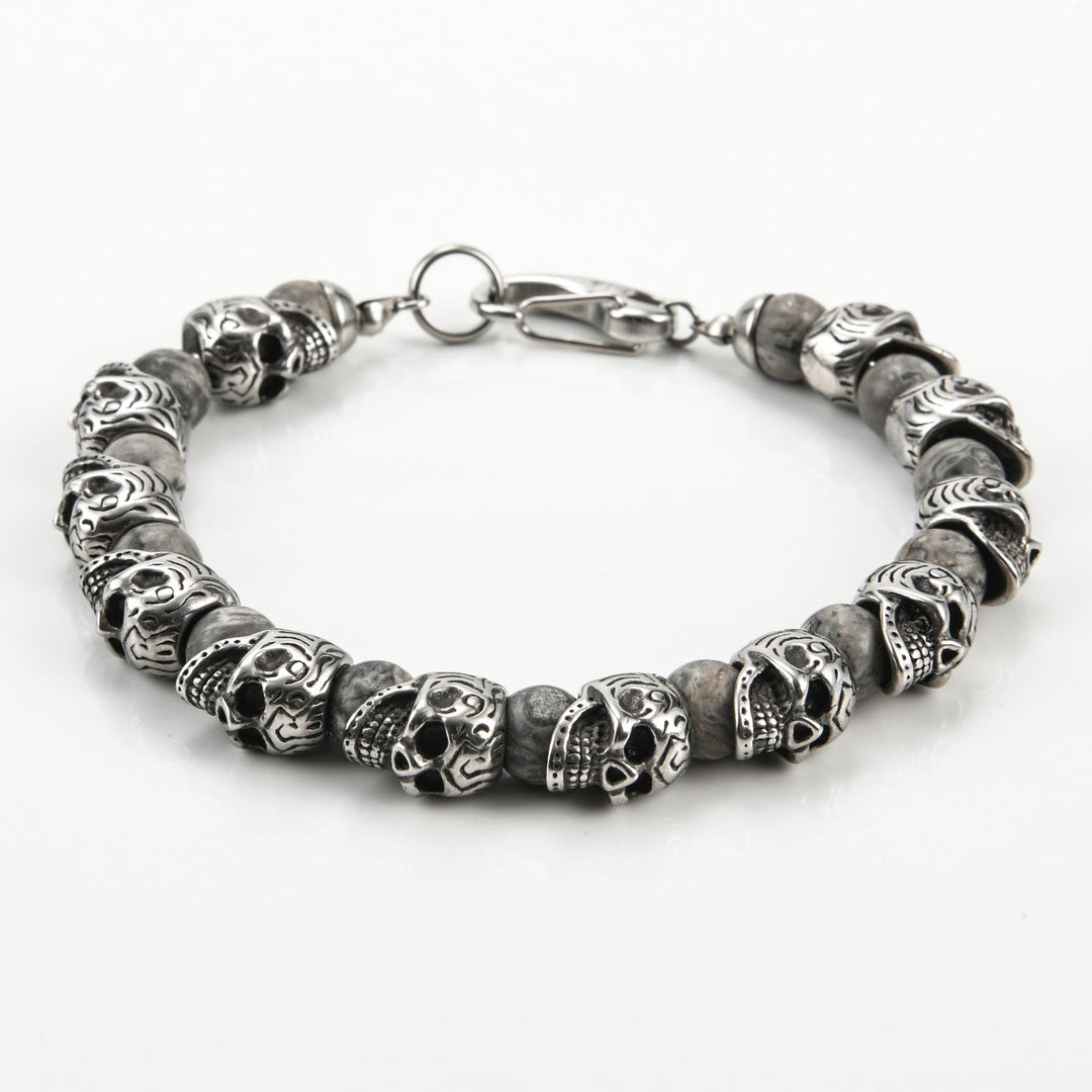 Bracelet Olivenorma en acier inoxydable fait main avec œil de tigre naturel