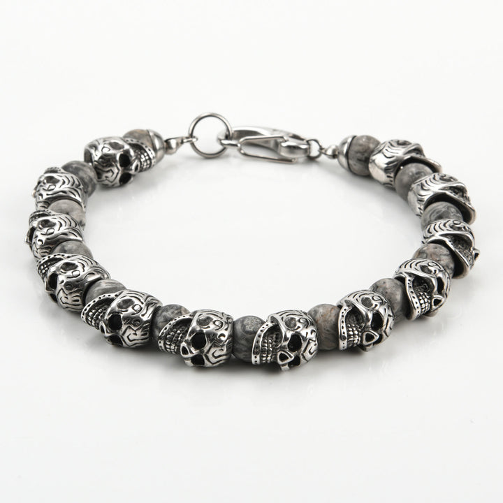 Bracelet Olivenorma en acier inoxydable fait main avec œil de tigre naturel